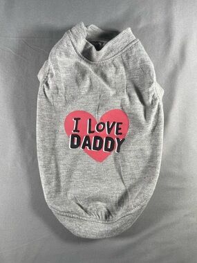 Gray 'I Love Daddy' Dog Tee with Pink Heart